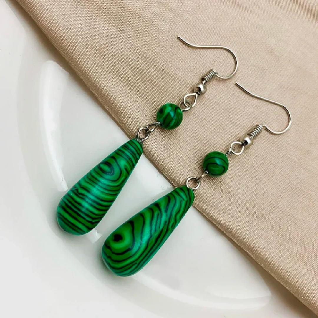 Elegant Malachite Dangle Earrings