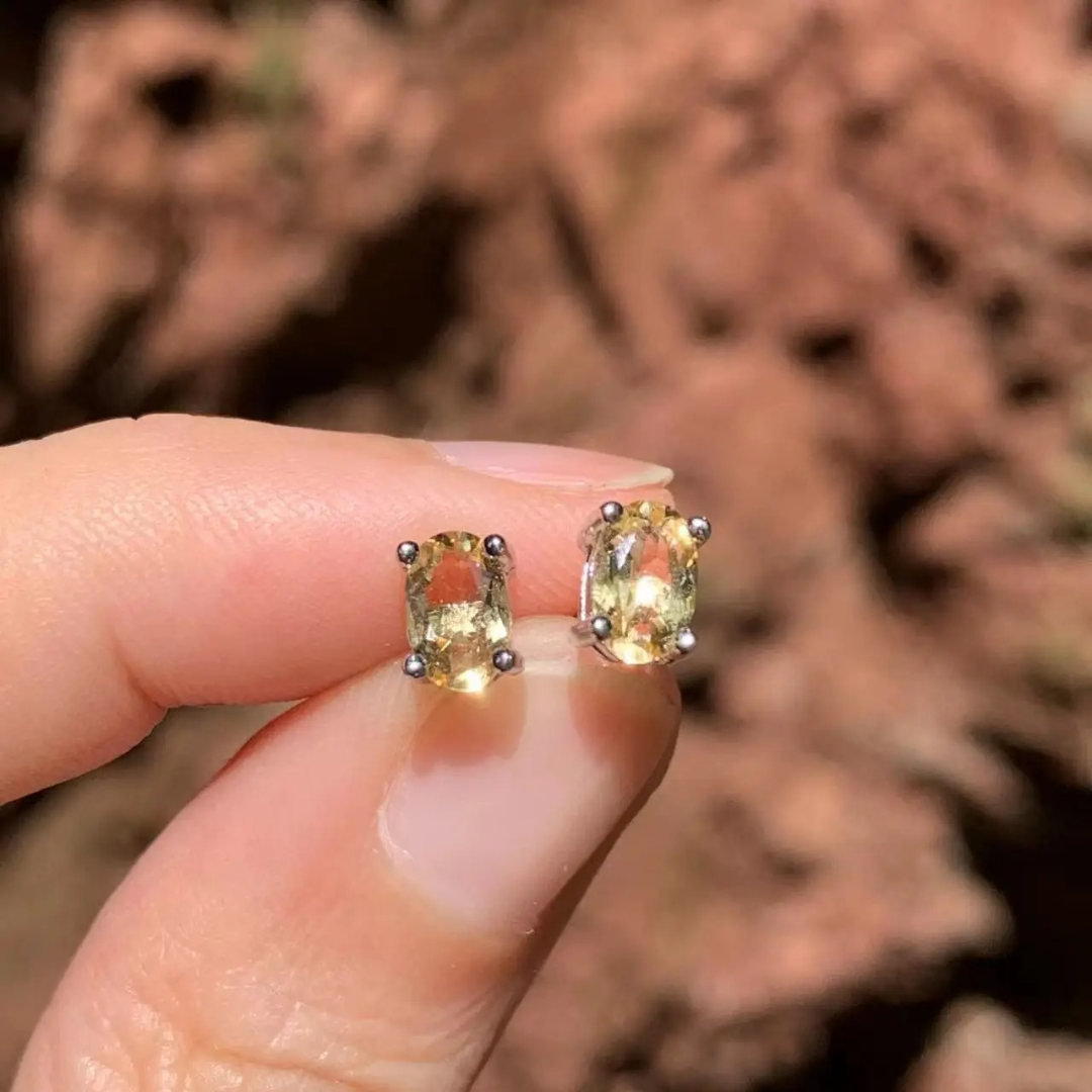 Champagne Mist Oval Citrine 925 Studs