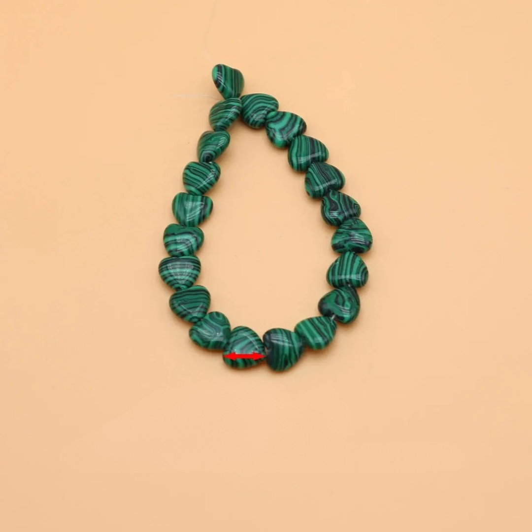 Malachite Heart Charm Beads