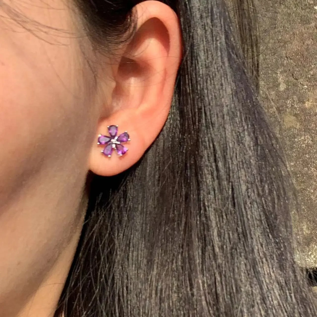 Amethyst Blossom Studs