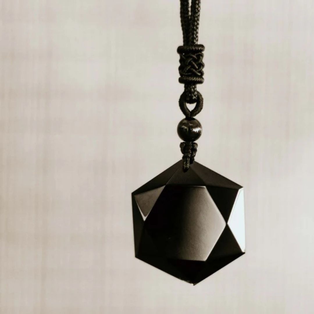 The Guardian Shield: Black Obsidian Protection Amulet