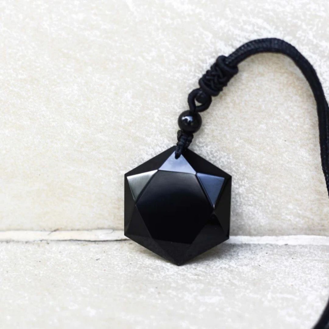 The Guardian Shield: Black Obsidian Protection Amulet