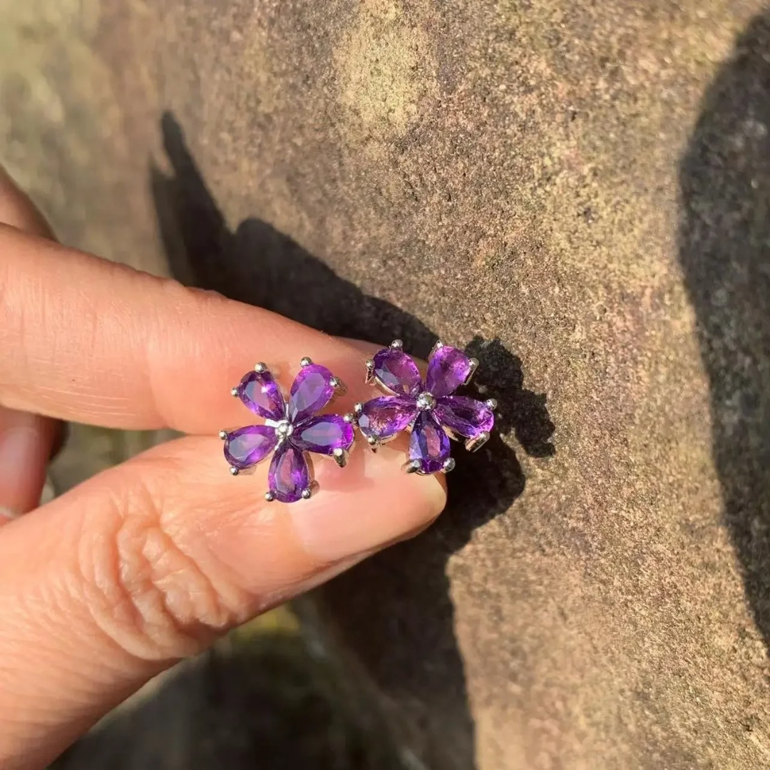 Amethyst Blossom Studs